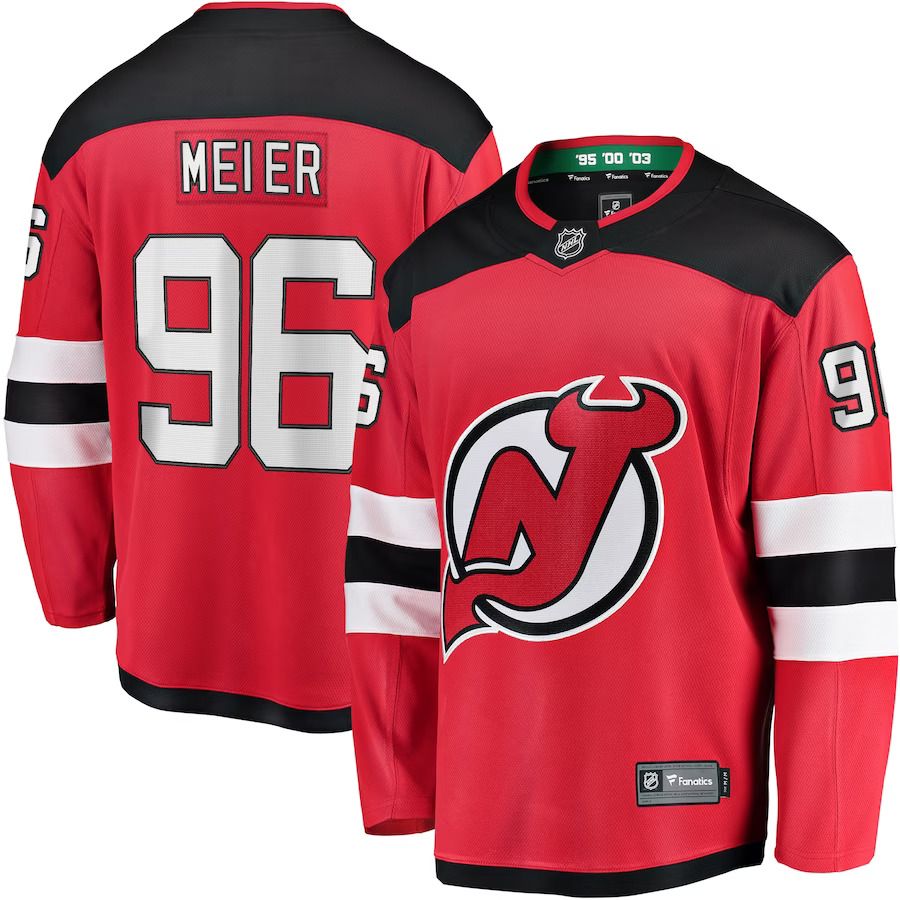 Men New Jersey Devils 96 Timo Meier Fanatics Branded Red Home Breakaway NHL Jersey